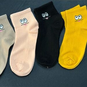 Cute Cartoon Face Socks Set. New